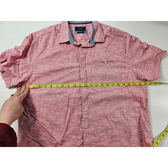 Cactus man size XL slim fit short sleeve button up heathered red ^ - Picture 6 of 7